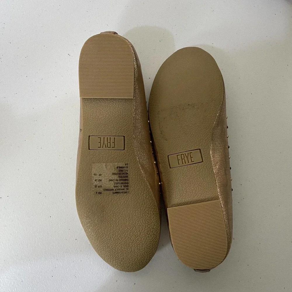 Frye Girls Youth Carson Shimmer Ballet Flat Rose Gold Slip On Shoe Casual Size 4 - Picture 5 of 9